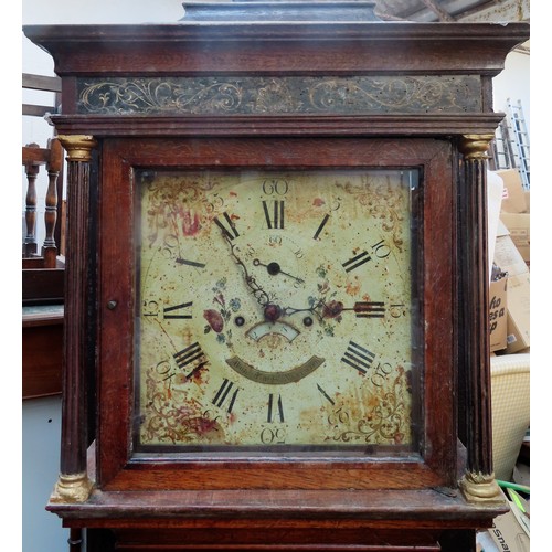 43 - 19th century Oak cased long case clock with handpainted and enamelled dial, by Rob Croft, Nantwich. ... 