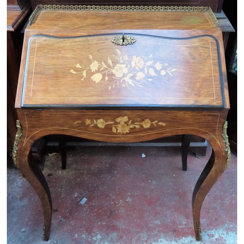 5 - 19th century Dutch style ormolu mounted marquetry inlaid fall front ladies writing bureau. Approx. 9... 