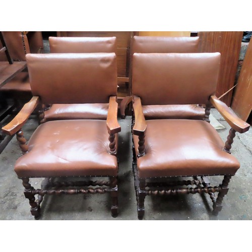 87 - Set of four 20th century mahogany barley twist armchairs. Approx. 97cm H x 63cm W x 59cm D