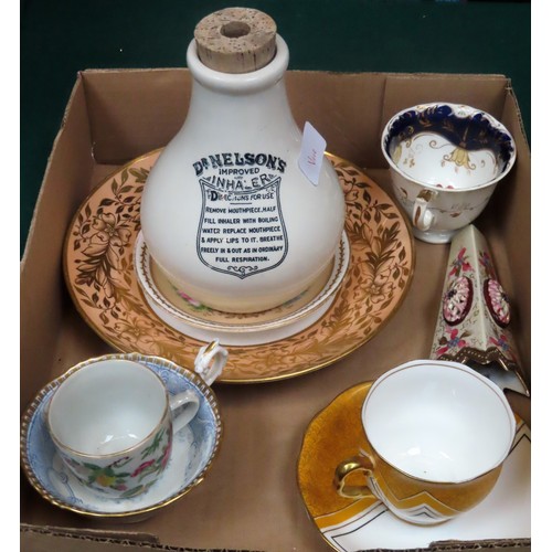 52 - Sundry ceramics including Doctor Nelson's Inhaler, Victorian side plate, Oriental coffee cup etc