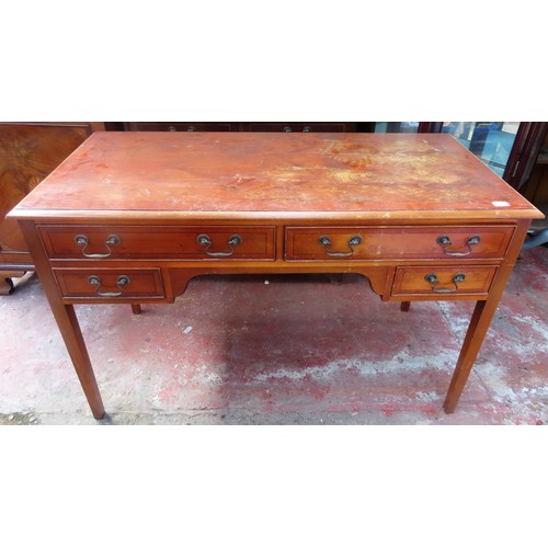 91 - 20th century Yew wood four drawer writing desk. Approx. 94cm H x