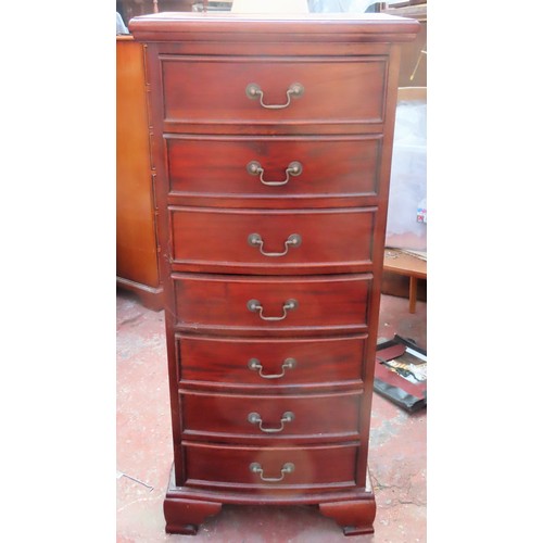 33 - 20th century mahogany bowfronted chest of seven drawers. Approx. 122cm H x 51.5cm W x 37.5cm D