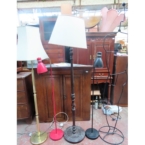 115 - Four various standard lamps, plus clothes horse