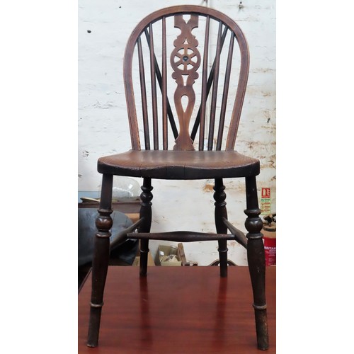 119 - Oak spindle back chair. Approx. 91cm H x 37cm W x 39cm D