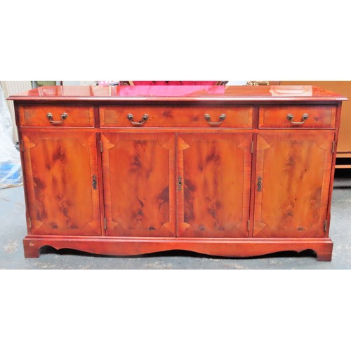 123 - 20th century Yew Wood four door, three drawer sideboard. Approx. 81cm H x 151.5cm W x 45cm D