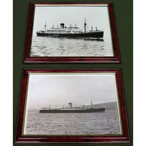 122 - RTV - Two framed original photographs of M.V Corinthic and M.V. Brisbane Star, both built by Cammell... 