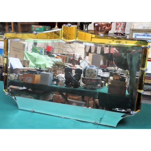 6 - Art Deco bevelled and sectional wall mirror. Approx. 48 x 74cm