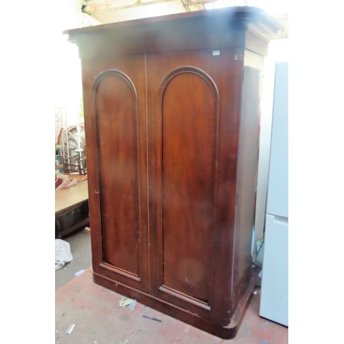 17 - Victorian mahogany two door panelled wardrobe. Approx. 198cm H x 142cm W x 66cm D