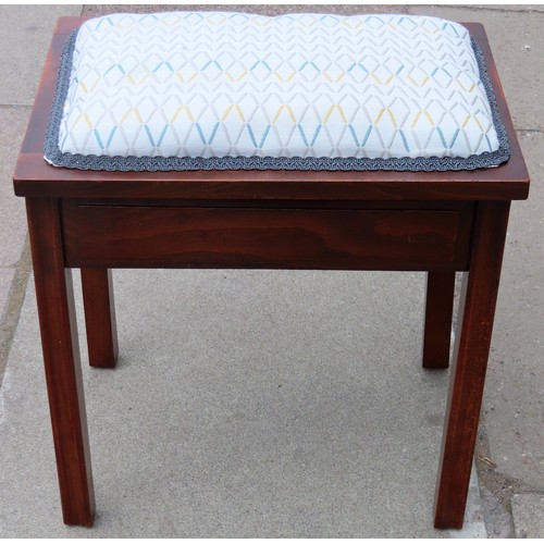 171 - Early 20th century  upholstered piano stool with lift up seat. Approx. 50cm H x 48.5cm W x 35.5cm D