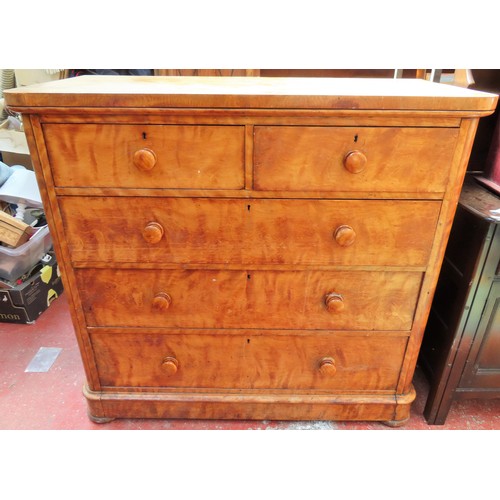 23 - Victorian veneered two over three chest of drawers. Approx. 114cms H x 123cms W x 58cms D