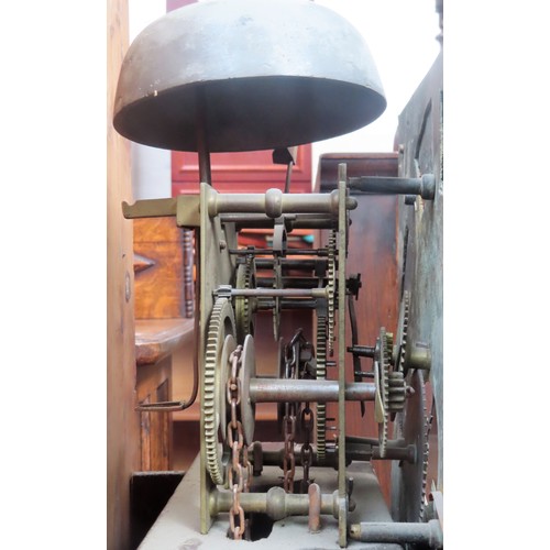 145 - 19th century oak cased long case clock, with square brass dial, by Joseph Kirk, Nottingham. Approx. ... 