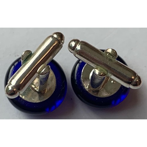 310 - SILVER COLOURED CUFFLINKS (BRISTOL BLUE)