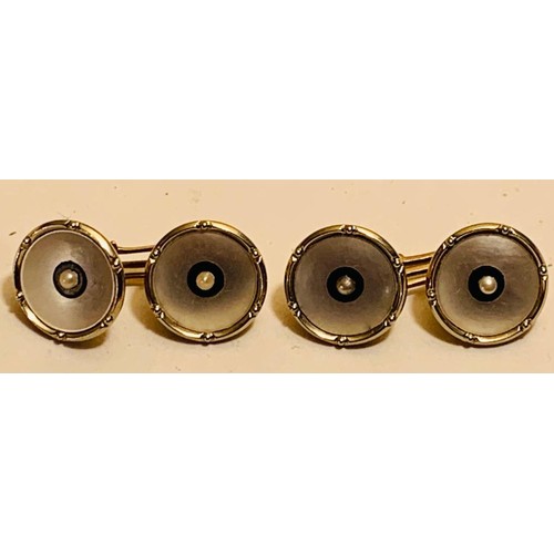 326 - PAIR OF 9ct GOLD CUFFLINKS WITH MOTHER OF PEARL AND A PEARL EACH, TOTAL WEIGHT APPROX 5.5g