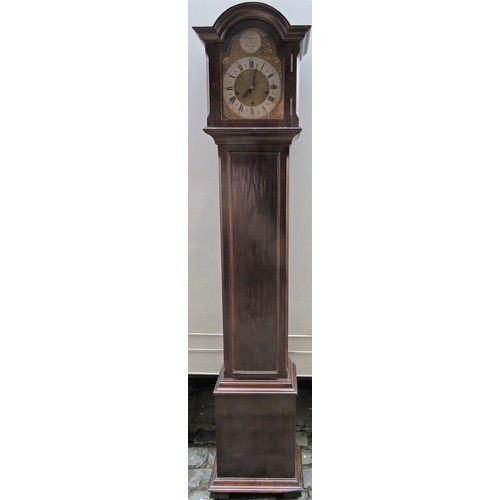 221 - Early / Mid 20th century oak cased Tempus Fugit grandmother clock, with ormolu mounted square brass ... 