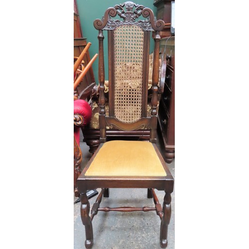 229 - Late 19th / early 20th century crved and piercework decorated oak bergere high back chair. Approx. 1... 