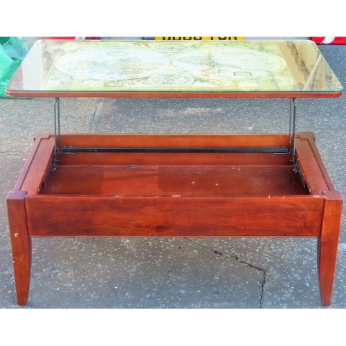 144 - 20th century John Lewis coffee table, with lift up top. Approx. 46cms H x 120cms W x 65cms D