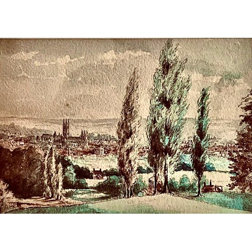 200 - UNSIGNED WATERCOLOUR- COTSWOLD TOWN(?)