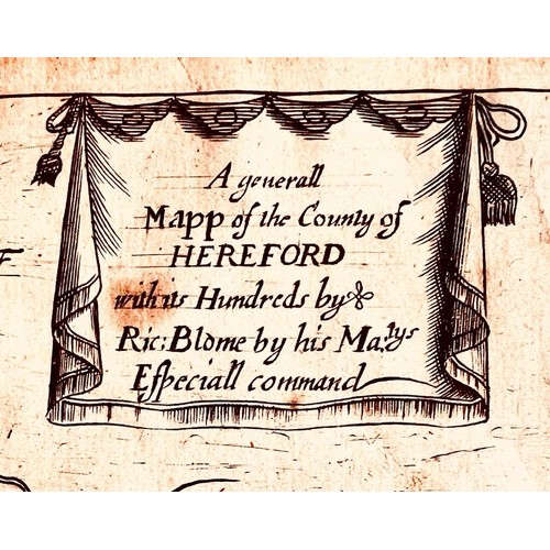 116 - RICHARD BLOME MAP OF HEREFORDSHIRE, POSSIBLY 1676. APPROX. 40 X 51CM