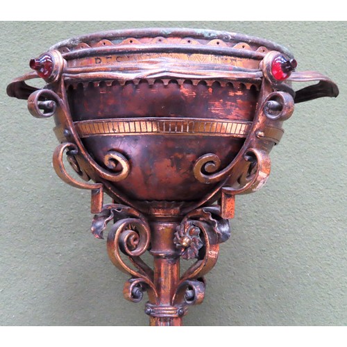 2 - Impressive 19th century brass Religious Baptismal Font with inscription around the outer rim 