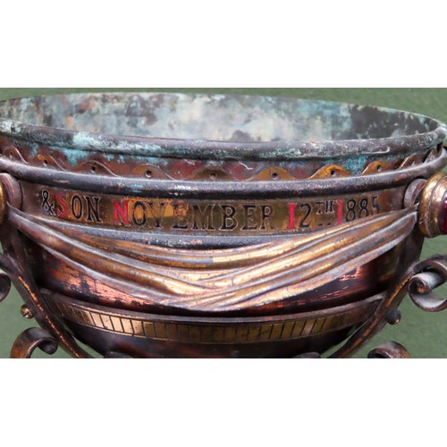 2 - Impressive 19th century brass Religious Baptismal Font with inscription around the outer rim 