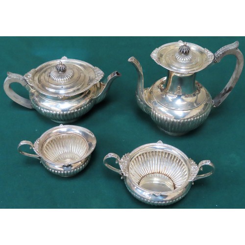 230 - Hallmarked silver 4 piece tea/coffee set by Walker & Hall, Sheffield assay, dated 1903/1904. Total w... 