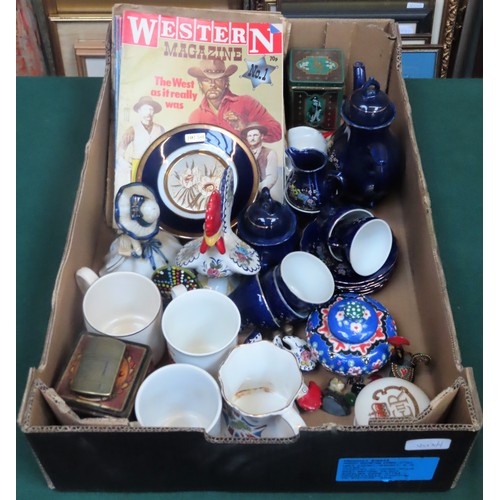 114 - Parcel of sundry items Inc. tea ware, ceramics, tins, magazines etc