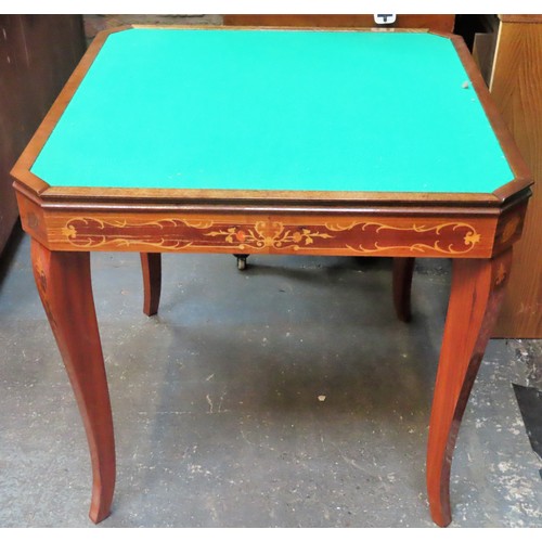 15 - 20th century italian marquetry inlaid games table, adjustible for roulette, backgammon, chess etc. A... 