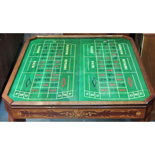 15 - 20th century italian marquetry inlaid games table, adjustible for roulette, backgammon, chess etc. A... 