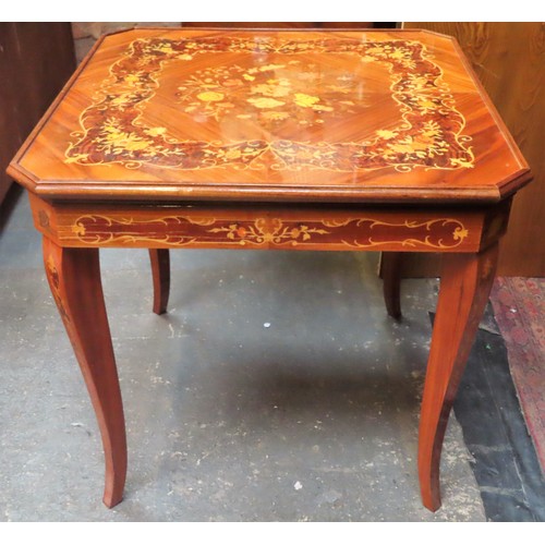 15 - 20th century italian marquetry inlaid games table, adjustible for roulette, backgammon, chess etc. A... 