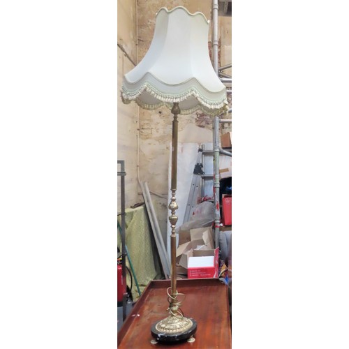 49 - 20th century gilt metal standard lamp on marble base. Approx. 166cm H