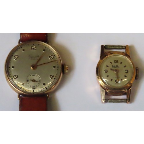 245 - 9ct gold Everite 'Super' wristwatch, plus Mudu 18ct gold wristwatch