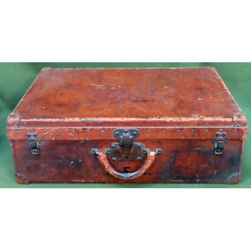 3 - Early 20th century Louis Vuitton brown leather suitcase. Serial No. 043328. Approx. 22.5cms H x 67cm... 