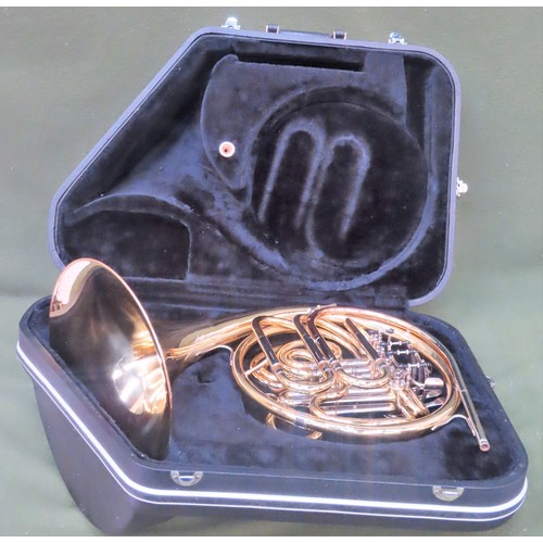 118 - Cased brass Jupiter French Horn