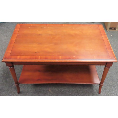 199 - 20th century yew wood coffee table. Approx. 49cm H x 84cm W x 53cm D