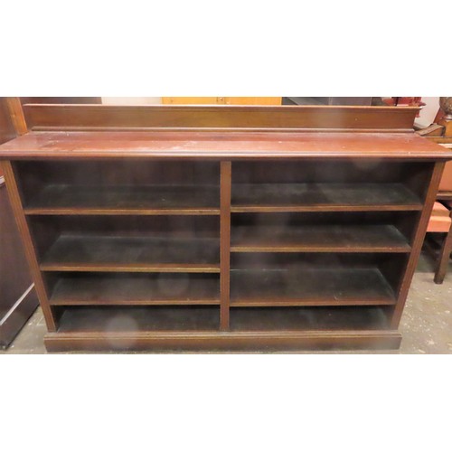 25 - Early 20th century mahogany open bookcase. Approx. 120cm H x 183cm W x 34cm D