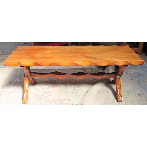 229 - Stylish 20th century wooden coffee table. Approx. 44cm H x 117cm W x 40cm D