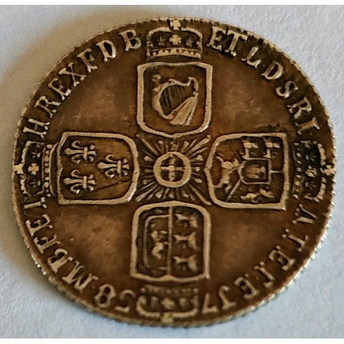 153 - 1758 GEORGE II COIN, APPROX. 2CM DIAMETER