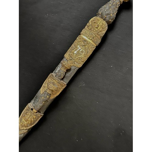 3 - VICTORIAN SCOTTISH OFFICER'S DIRK, CAMERON HIGHLAND REGIMENT (79TH RANK). TOTAL LENGTH APPROX. 45CM,... 