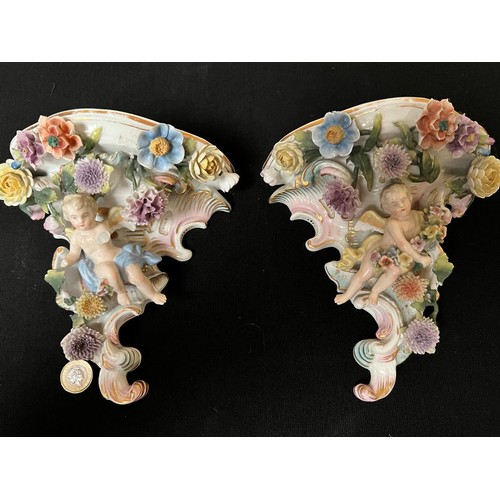 29 - PAIR OF CONTINENTAL WALL BRACKETS, APPROX 19cm HIGH