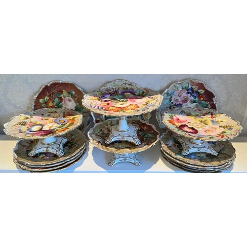 52 - SIXTEEN PIECE HANDPAINTED CERAMIC DESSERT SERVICE