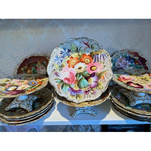 52 - SIXTEEN PIECE HANDPAINTED CERAMIC DESSERT SERVICE