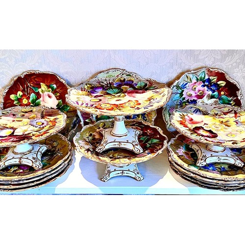 52 - SIXTEEN PIECE HANDPAINTED CERAMIC DESSERT SERVICE