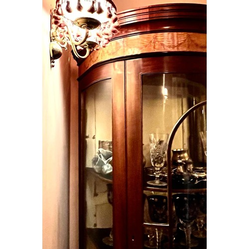 55 - GOOD QUALITY DEEP SEMI-CIRCULAR BOW FRONTED GLAZED DISPLAY CABINET, APPROX 103cm HIGH, 133cm FRONT G... 