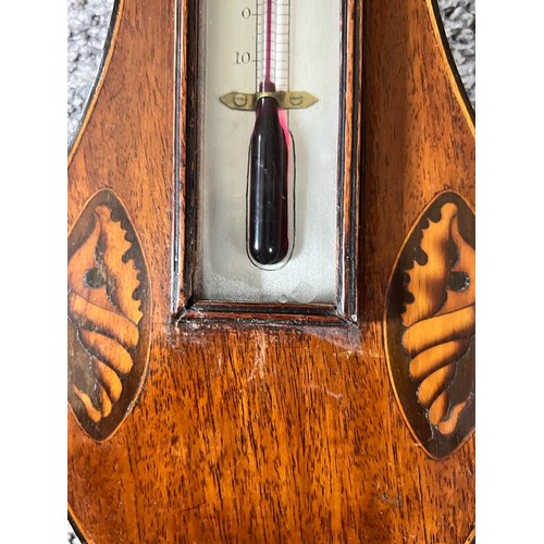 72 - MAHOGANY CASED AND INLAID WHEEL BAROMETER, MAZORALLI & RIVOLTA OF READING, CIRCA 1800, DIAL APPROX 2... 