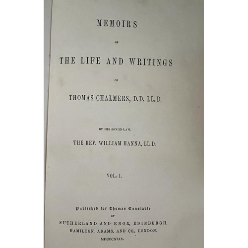 91 - MEMOIRS LIFE OF ELIZABETH FRY 1847, TWO VOLUMES, AND ALSO MEMOIRS OF DR CHALMERS, FOUR VOLUMES