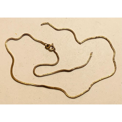 225 - 9ct GOLD BROKEN CHAIN WITH A PENDANT SET WITH THREE DIAMONDS APPROX 0.01ct, TOTAL WEIGHT APPROX 2.37... 