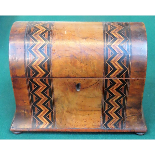 134 - Late 19th/early 20th century walnut veneered and inlaid dome topped storage box. Approx. 19cms x 27c... 