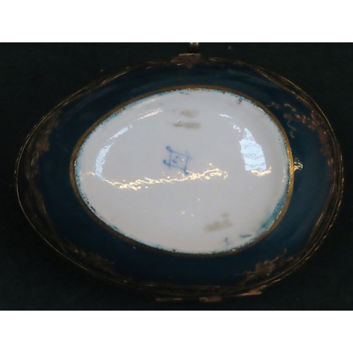 77 - Large 19th century egg form porcelain storage box, in the Serves manner