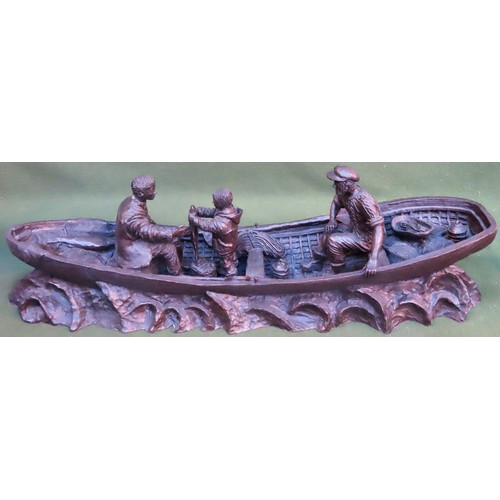 41 - Large Genesis Fine Arts limited edition composition figure group depicting fishermen in fisher boat,... 