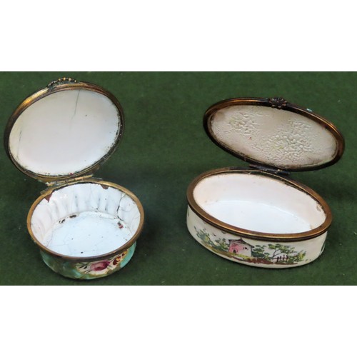 58 - Two 18th century Bilston enamelled pill boxes